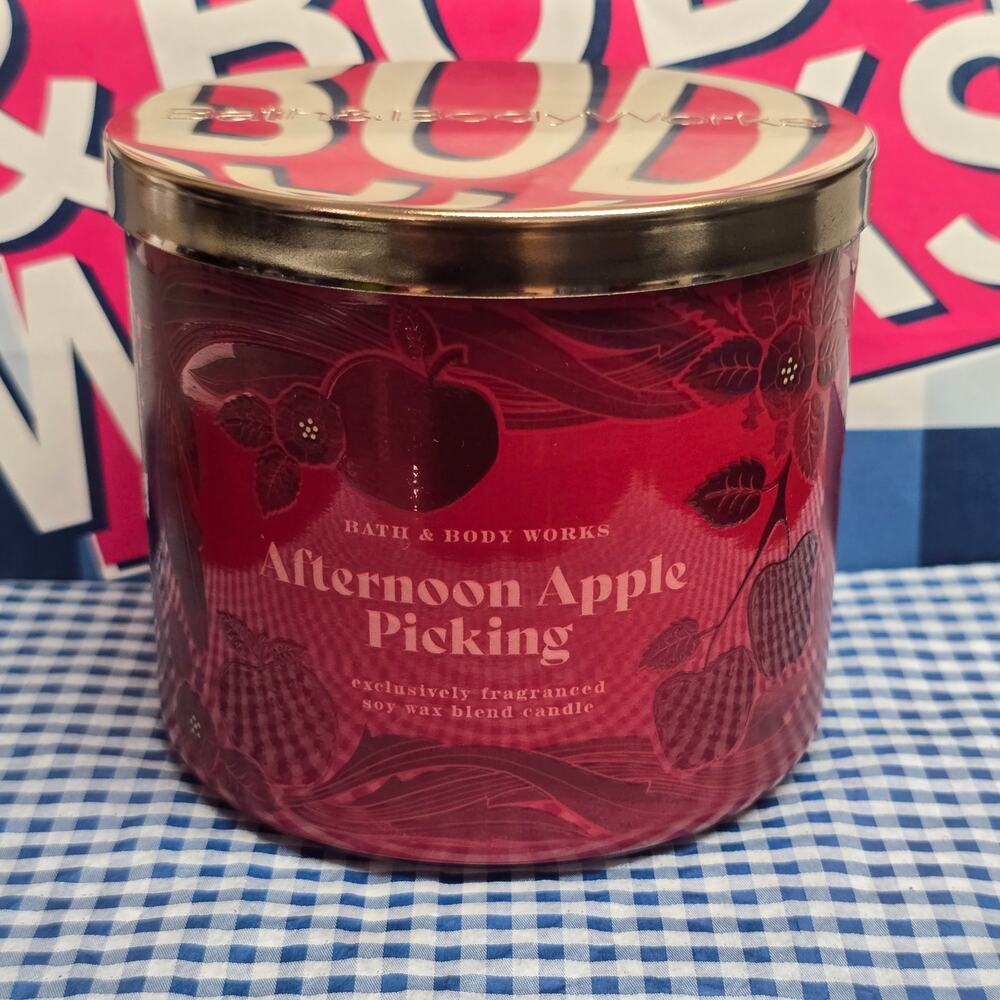 BBW Afternoon Apple Picking Large 3 Wick Candle Holiday Home Fragrance Decor